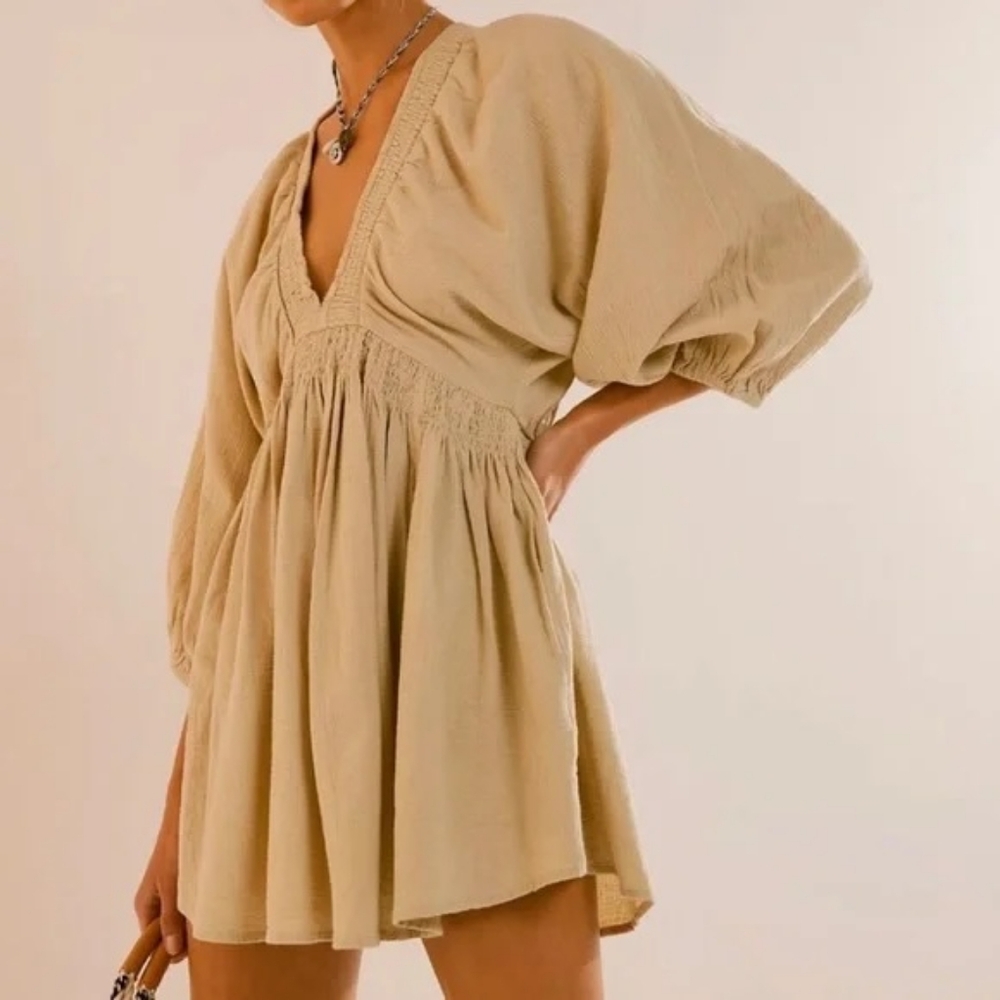 FREE PEOPLE FOR THE MOMENT MINI DRESS IN TIDAL FOAM SZ M